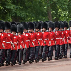 Scots Guards marching along The Mall, Trooping the Colour, London, England