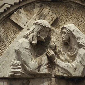 Sculpture at the 4th Station of the Cross on the Via Dolorosa, in the Old City of Jerusalem