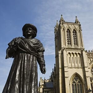 Sculpture of Bengali scholar outside the Cathedral, Bristol, Avon, England