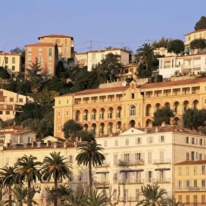 Seafront buildings overlooking Old Town, Menton, Alpes-Maritimes, Cote d Azur