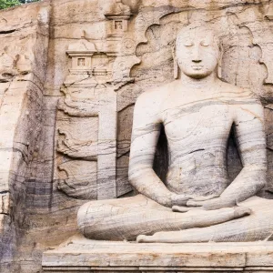 Seated Buddha in meditation, Gal Vihara Rock Temple, Polonnaruwa, UNESCO World Heritage Site, Sri Lanka, Asia