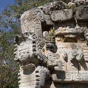 Serpents Head with Human Face, The Palace, Labna, Mayan Ruins, Yucatan, Mexico