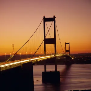 The Severn Bridge at sunset, England, UK