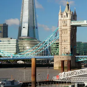 The Shard and Tower Bridge, London, England, United Kingdom, Europe