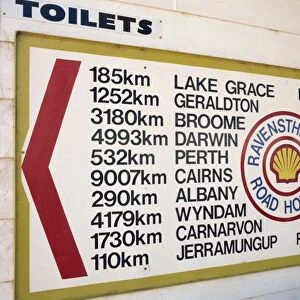 Shell station distance list showing country distances, Ravensthorpe, Western Australia