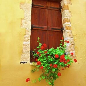 Shuttered window, Crete, Greek Islands, Greece, Europe