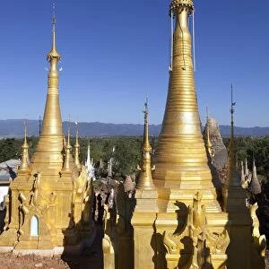Shwe Inn Thein Pagoda, containing 1054 17th and 18th century Zedi, Inle Lake, Shan State, Myanmar (Burma), Asia