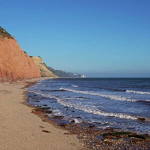 Sidmouth Beach looking towards Beer Head, Devon, England, United Kingdom, Europe