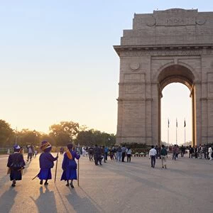 Sikhs at India Gate, designed by Sir Edwin Lutyens, New Delhi, India, Asia