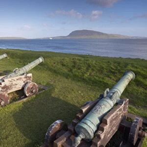 Skansin fort, old fort guarding Torshavn and its harbour, with old brass cannons