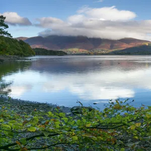 Skiddaw and Blencathra fells from Borrowdale, Derwent Water, Lake District National Park