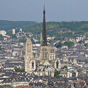 Skyline, Notre Dame Cathedral and town seen from St. Catherine Mountain