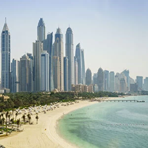 The skyscrapers of Dubai Marina and beach front, Dubai, United Arab Emirates, Middle East