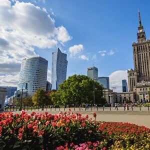 Skyscrapers with Palace of Culture and Science, City Centre, Warsaw, Masovian Voivodeship