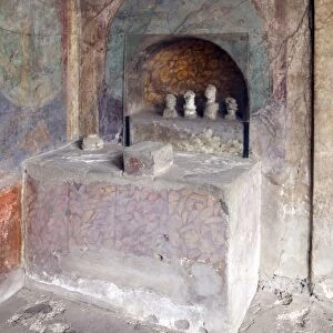 Small temple in House of the Menander, Pompeii, UNESCO World Heritage Site