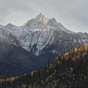 Snow-covered mountain in the fall, Uncompahgre National Forest, Colorado, United States of America