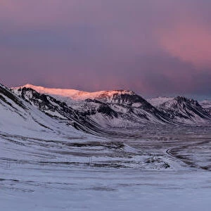 Snow covered mountains in evening sunlight, Snaefellsnes Peninsula, Iceland, Polar