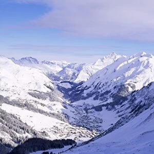 Snow-covered valley and ski resort town of Lech, Austrian Alps, Lech, Arlberg