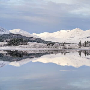 Snow, ice and a hoar frost around Loch Tulla in winter, Bridge of Orchy, Argyll