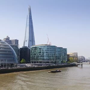 South Bank with City Hall, Shard London Bridge and More London buildings, London, England, United Kingdom, Europe