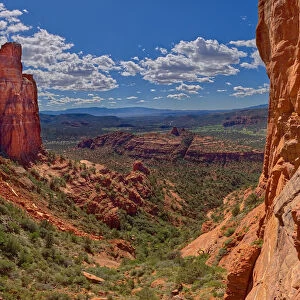 Southwestern view from a cliff in the saddle area of Cathedral Rock, Sedona, Arizona