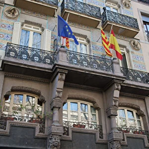 Detail of Spanish architecture, Las Ramblas, Barcelona, Catalonia, Spain, Europe