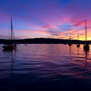 Spectacular sunset, Falmouth Harbour, Cornwall, England, United Kingdom, Europe