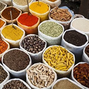 Spice stall at Mapusa Market, Goa, India, Asia