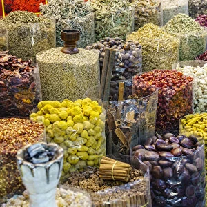 Spices for sale in the Spice Souk, Al Ras, Deira, Dubai, United Arab Emirates, Middle