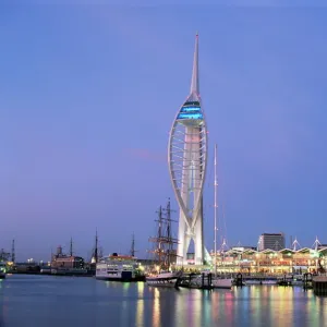 Spinnaker Tower at twilight, Gunwharf Quays, Portsmouth, Hampshire, England