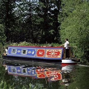 Spring afternoon on the River Wey Navigation, near Pyrford, Surrey, England