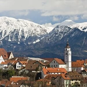 St. Cantianus Church in the foreground and the Kamnik Alps behind, Kranj