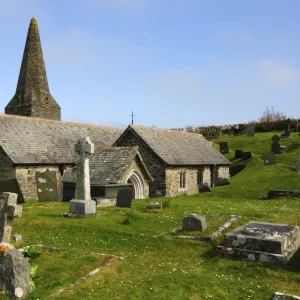 St. Enedoc Church where Sir John Betjeman, Poet Laureate, is buried, Trebetherick, Cornwall, England, United Kingdom, Europe