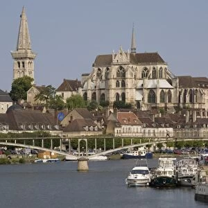 St. Germain church and River Yonne, Auxerre, Burgundy, France, Europe