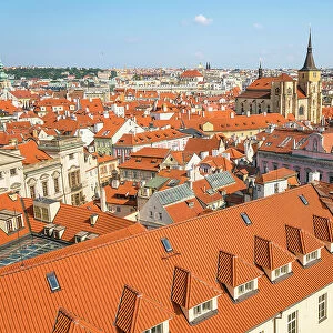 St. Giles Church (sv. Jilji) and red roofs of building in Old Town, UNESCO World Heritage Site, Prague, Czech Republic (Czecbia), Europe