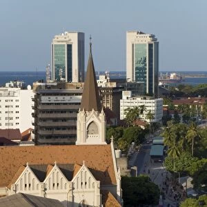 St. Josephs Cathedral and modern buildings, Dar es Salaam, Tanzania, East Africa, Africa