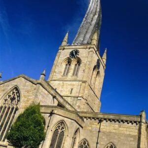 St Mary and All Saints Church with its twisted spire, Chesterfield, Derbyshire