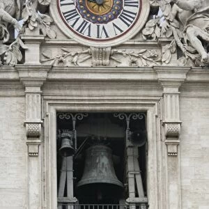 St. Peters Basilica clock and bell, Vatican, Rome, Lazio, Italy, Europe