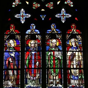 Stained glass of saints from Brittany, including St. Samson, Saint-Samson cathedral
