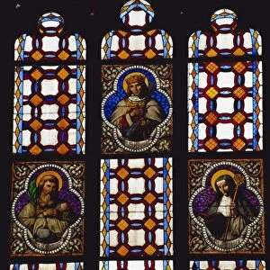 Stained glass window in Gothic cathedral, Kosice, Slovakia, Europe