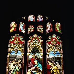 Stained glass window at Stoke by Nayland church in Constable Country, Suffolk