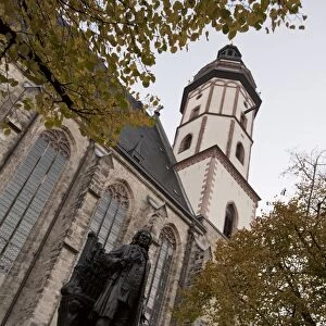 Statue of Bach, Thomaskirche, Leipzig, Saxony, Germany, Europe