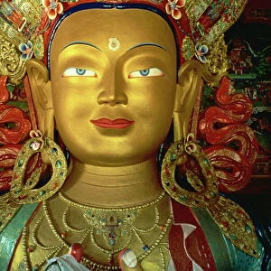 Statue of Maitreya (The Future Buddha), Tikse Gompa, Ladakh, India, Asia