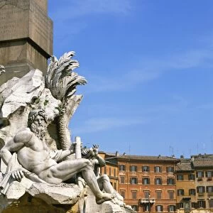 Statue in the Piazza Navona in Rome, Lazio, Italy, Europe