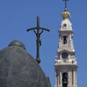 Statue of Pope John Paul II and Basilica, Fatima, Portugal, Europe