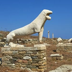 Statues on the Lion Terrace, Delos, UNESCO World Heritage Site, Cyclades Islands