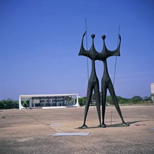 Statues, before the Palacio da Justica, Brasilia, UNESCO World Heritage Site