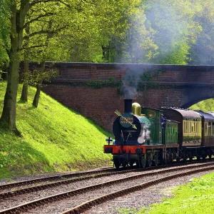 Steam train on Bluebell Railway, Horsted Keynes, West Sussex, England, United Kingdom, Europe