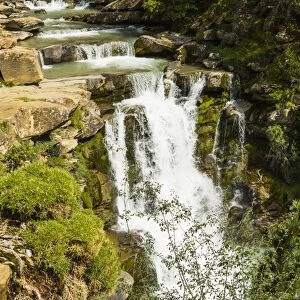 Steps of limestone strata make a waterfall on the Rio Arazas, upper Ordesa Valley