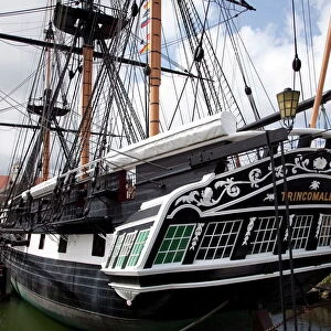 Stern view of HMS Trincomalee, British Frigate of 1817, at Hartlepools Maritime Experience